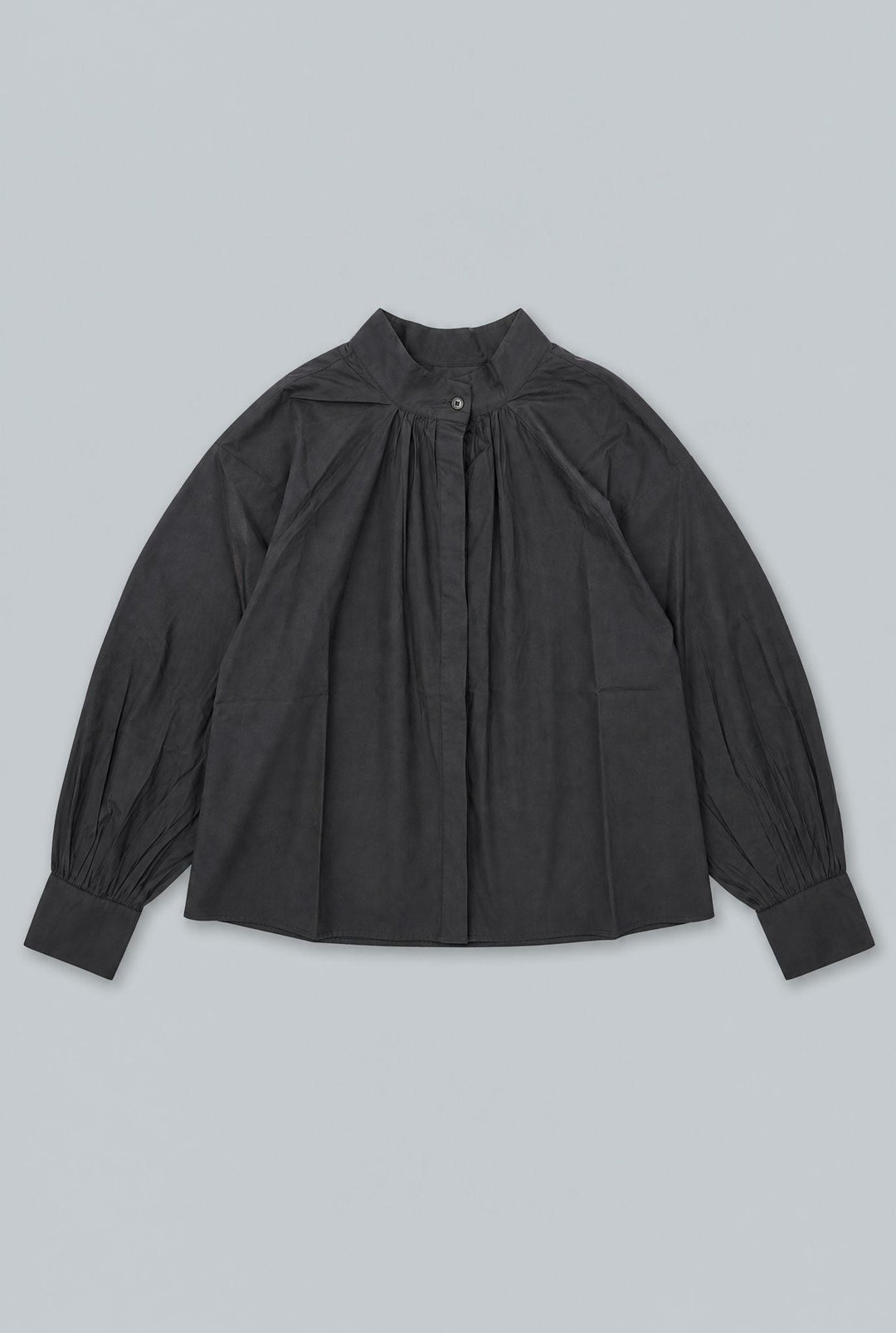 Mock Neck Button Up - Black