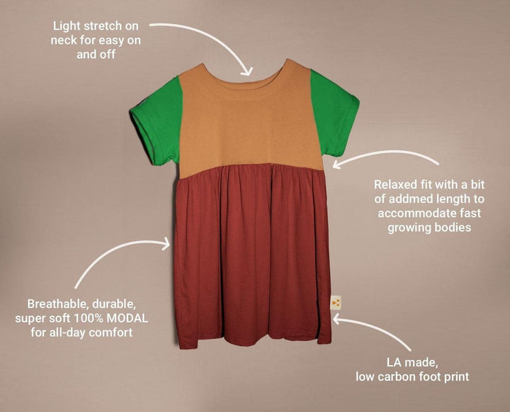 Organic Cotton Color Block Dress - Malibu