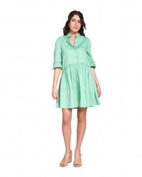 Cammie Ruffle Shirt Dress - Mint