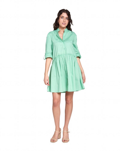 Cammie Ruffle Shirt Dress - Mint