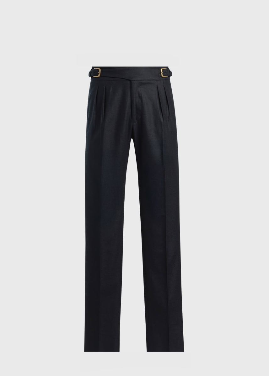 Super 100 Wool Flannel Gurka Pant - Black