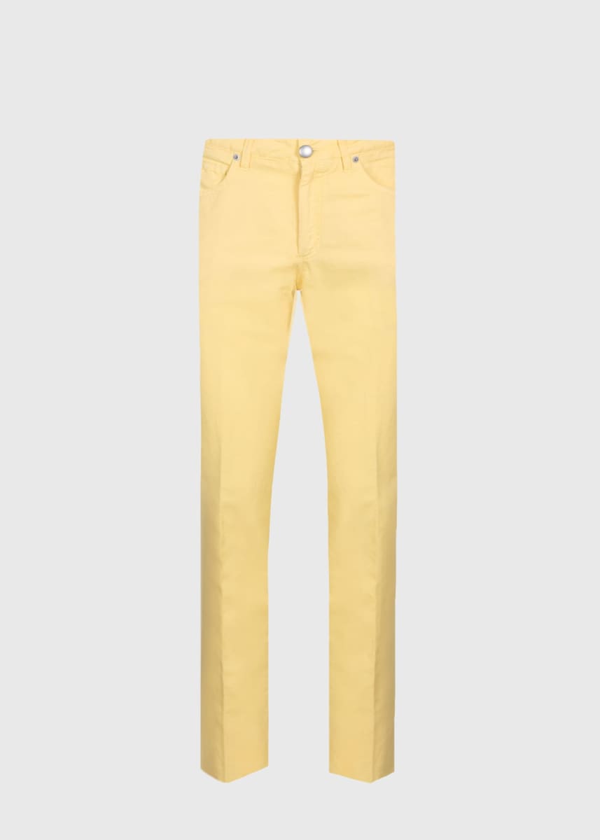 Linen & Cotton Five Pocket Pant - Yellow