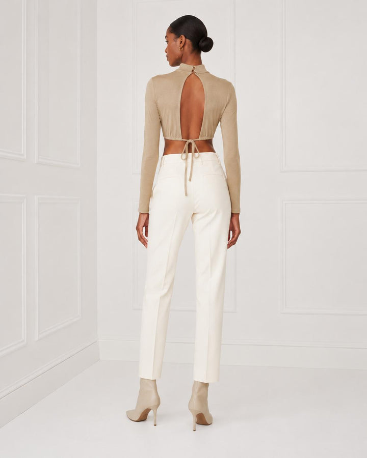 Turtleneck Cut Out Bodysuit - Khaki