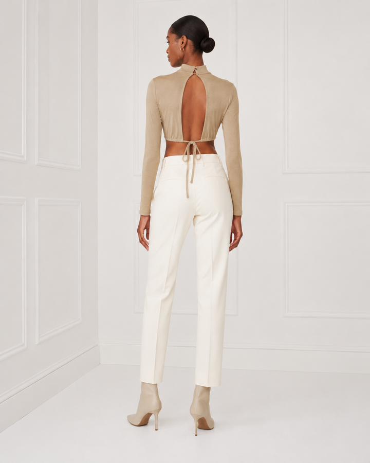 Turtleneck Cut Out Bodysuit - Khaki
