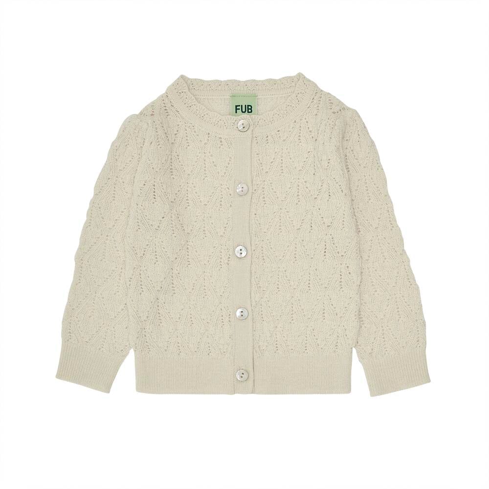 Baby Pointelle & Lace Cardigan - Ecru