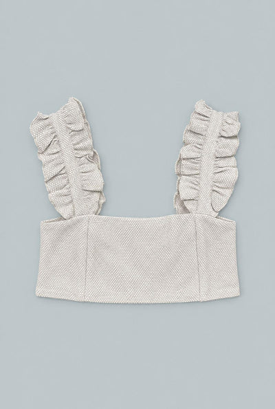 Ruffle Tank Bikini Top - Ivory