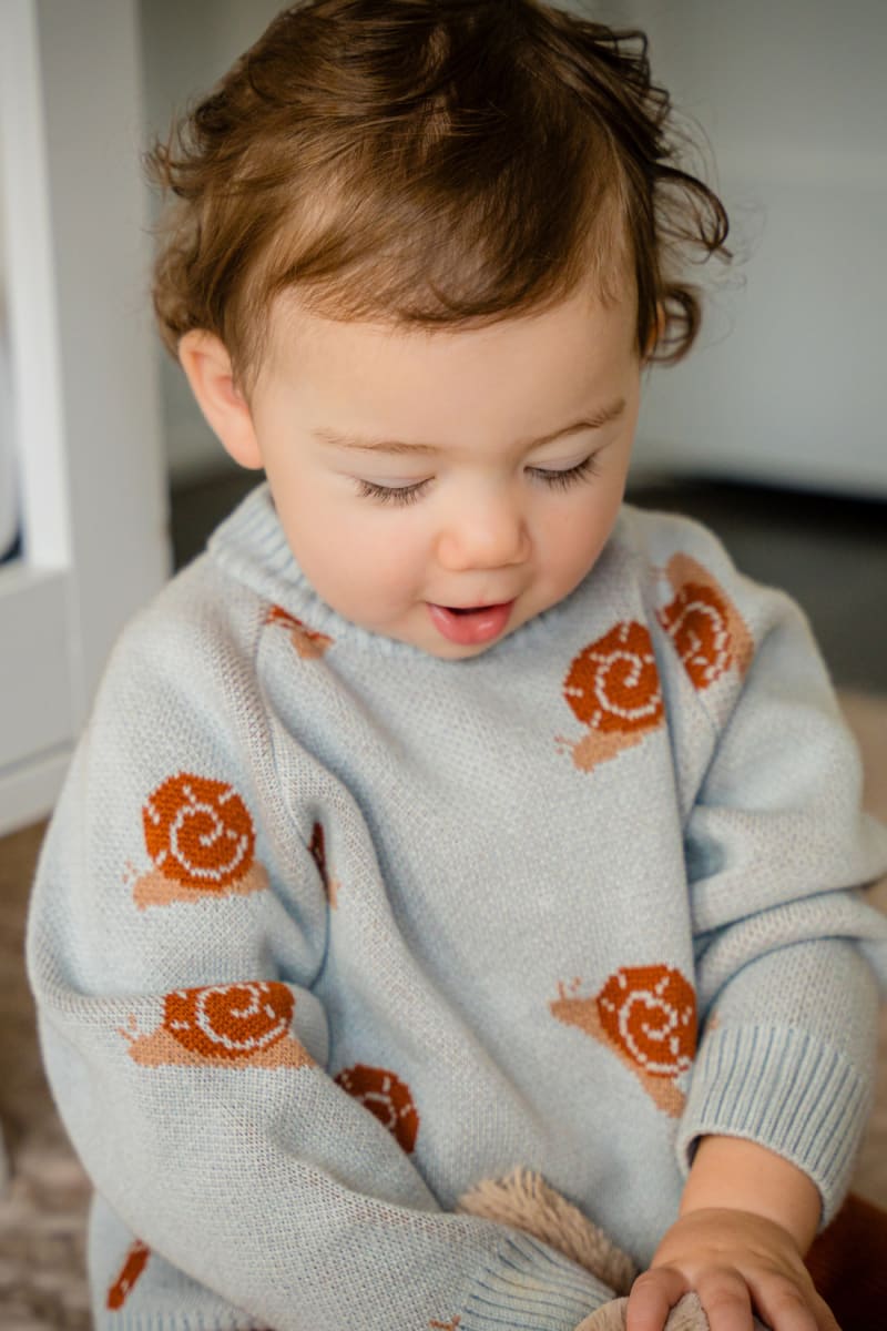 Organic Snail Knit Sweater - Pearl Blue