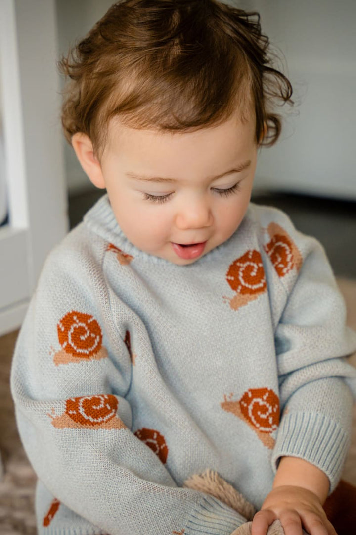 Organic Snail Knit Sweater - Pearl Blue