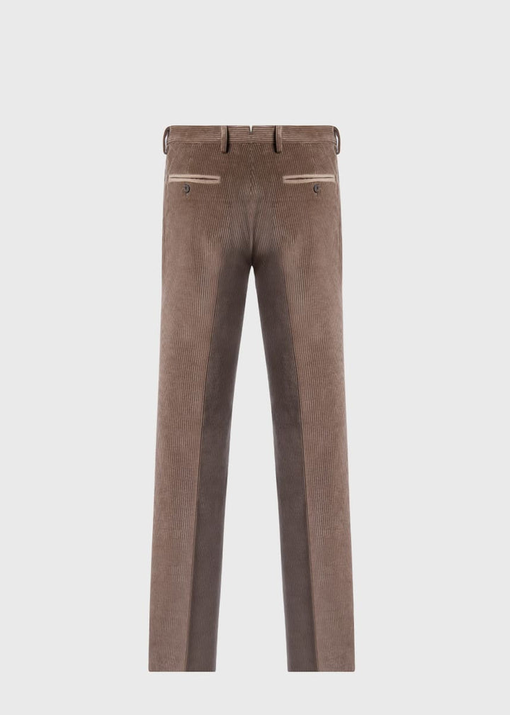 Suede Trimmed Corduroy Trouser - Taupe