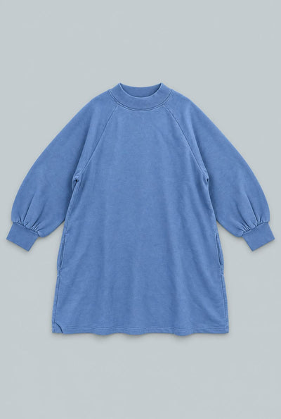 Mock Neck Sweatshirt Dress - Blue