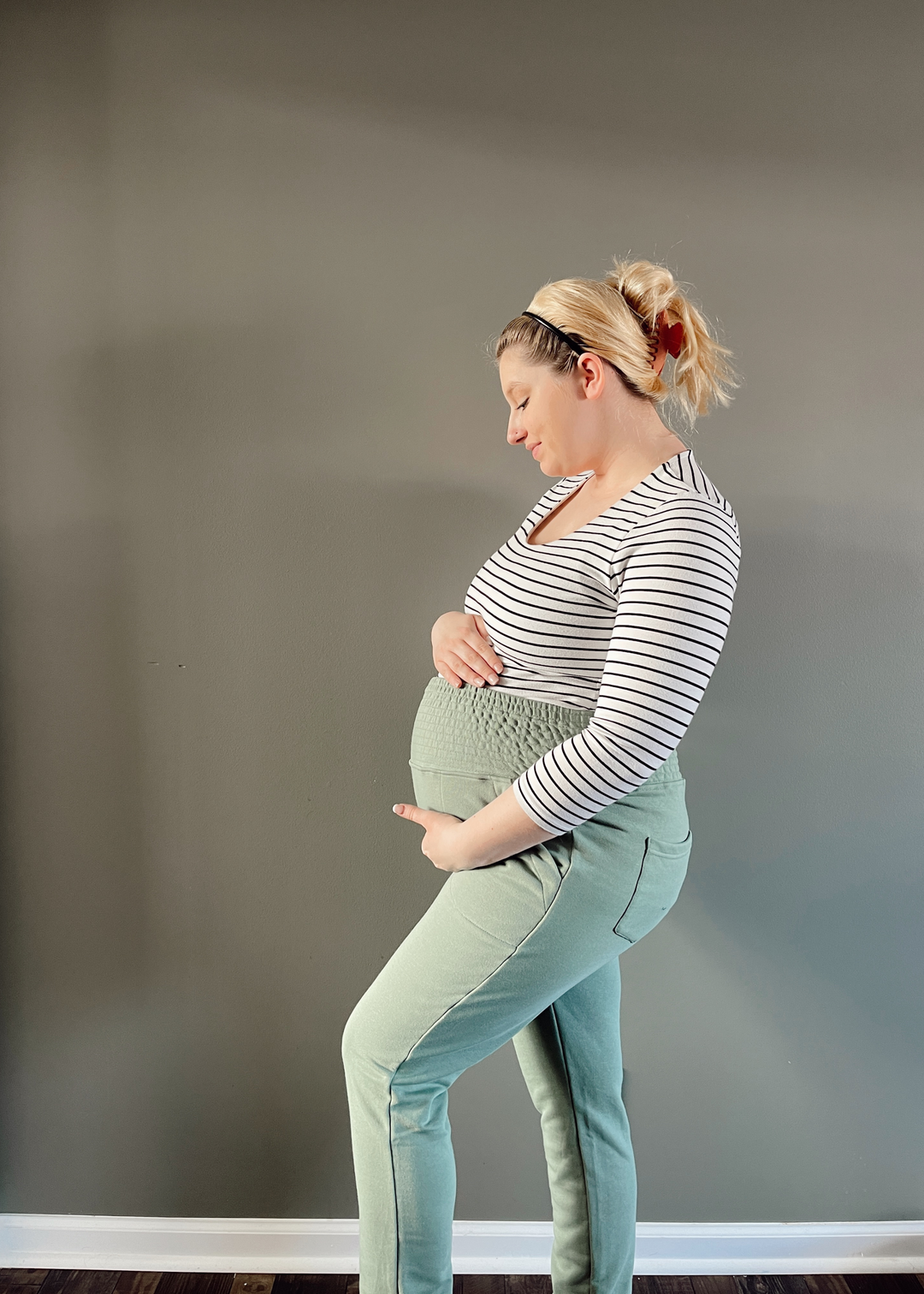 Adult Transitional Maternity Comfort Cotton Lounge Pants - Hillside Green