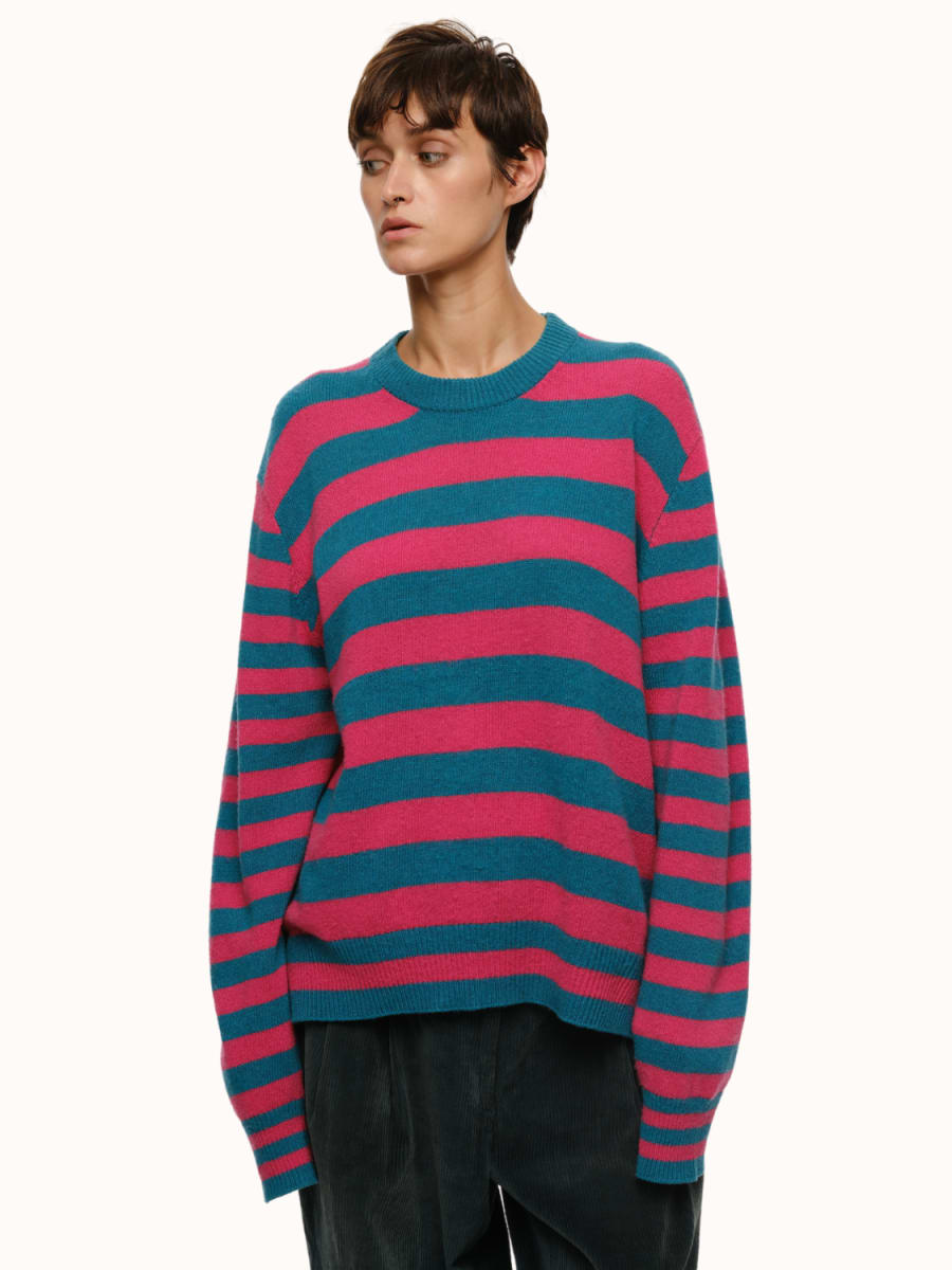 Jenn Striped Crewneck - Turquoise