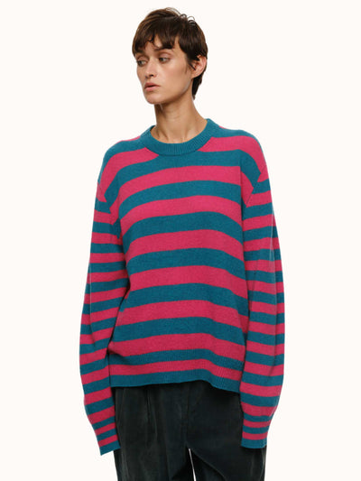 Jenn Striped Crewneck - Turquoise