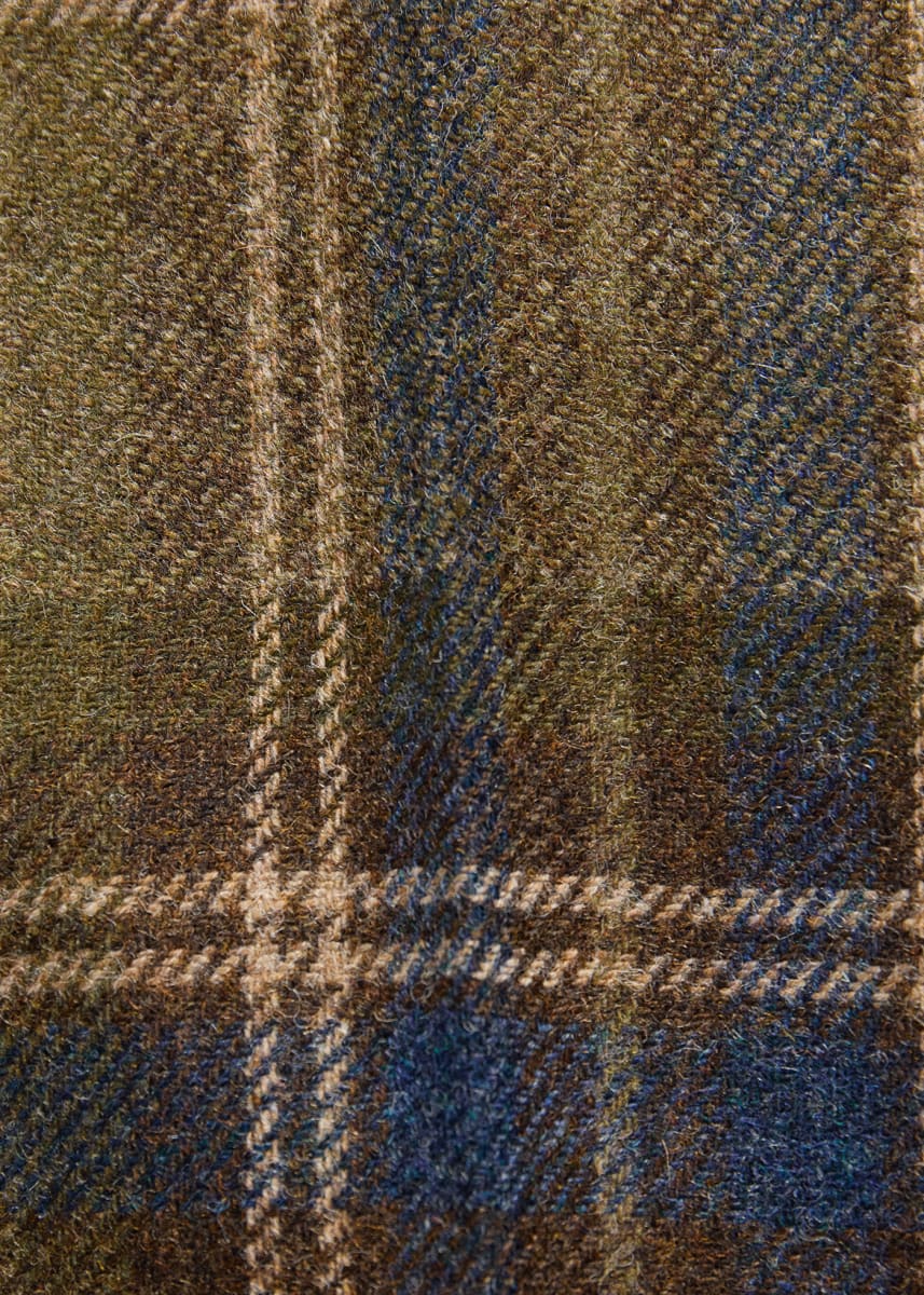 Shetland Wool Plaid Dress Trouser - Green Multi