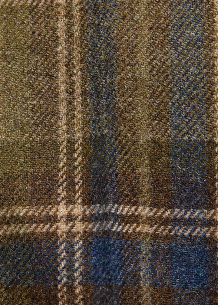 Shetland Wool Plaid Dress Trouser - Green Multi