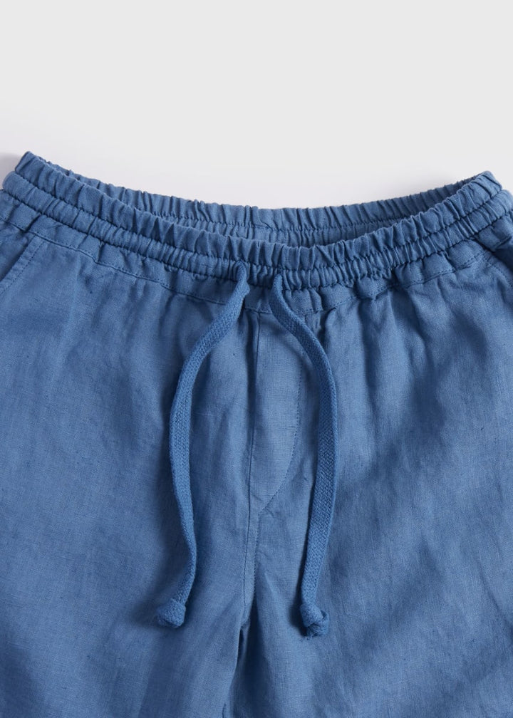 Washed Linen Bermuda Shorts - Slate Blue