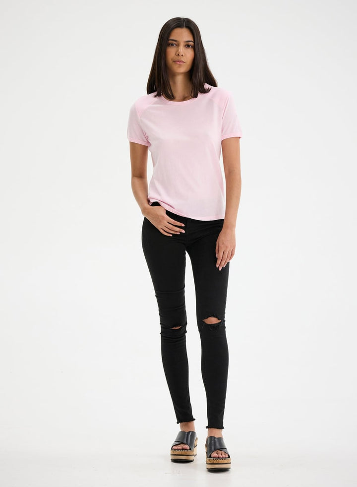 Franny Shoulder Pad T-Shirt - Candy Pink