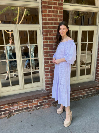 Kennedy Dress - Lavender Seersucker