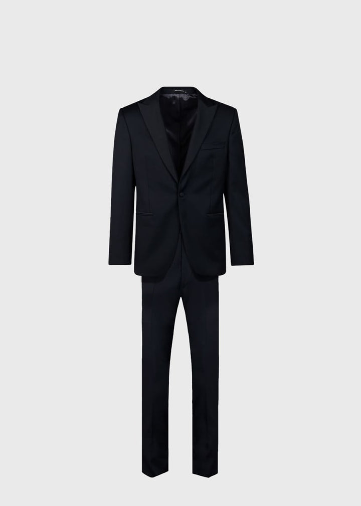 2Pc Peak Satin Lapel Tuxedo - Navy - 40 - Tuxedo