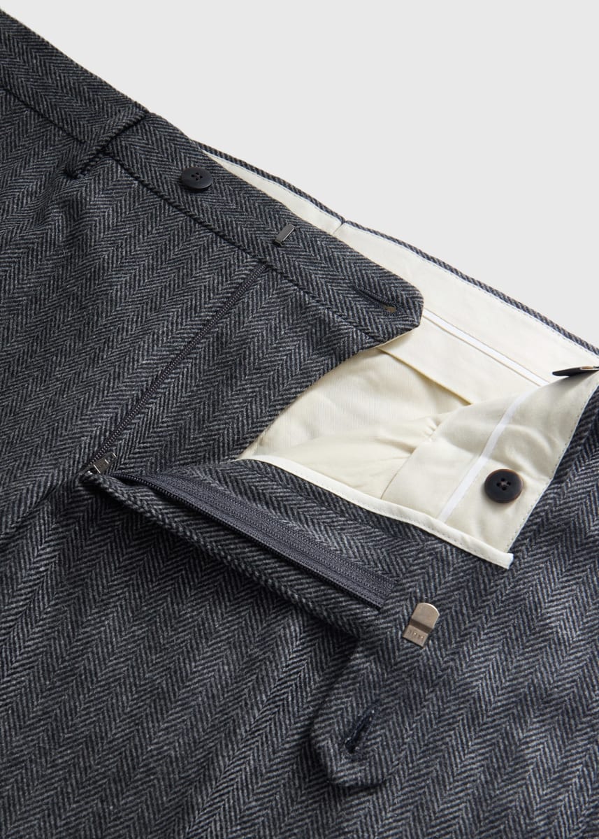 Wool & Cashmere Bone Flannel Trouser - Grey