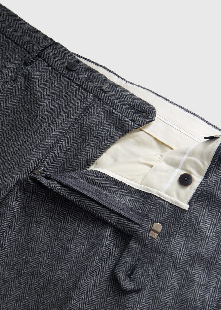 Wool & Cashmere Bone Flannel Trouser - Grey