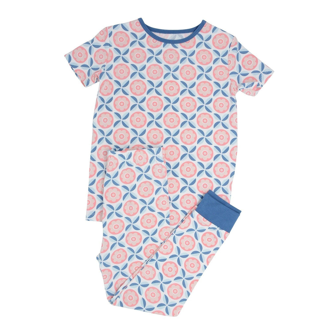Big Kid PJ S/S - Geo Flower Pink