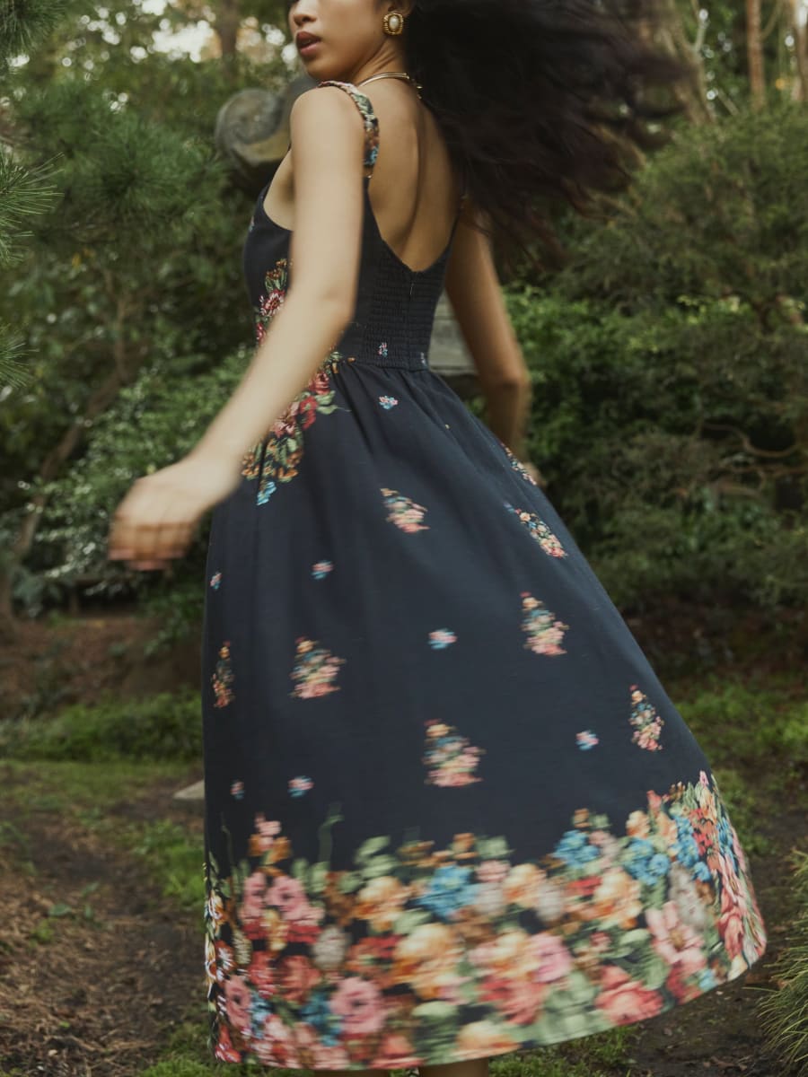 Katherine Dress - Black Victorian Floral