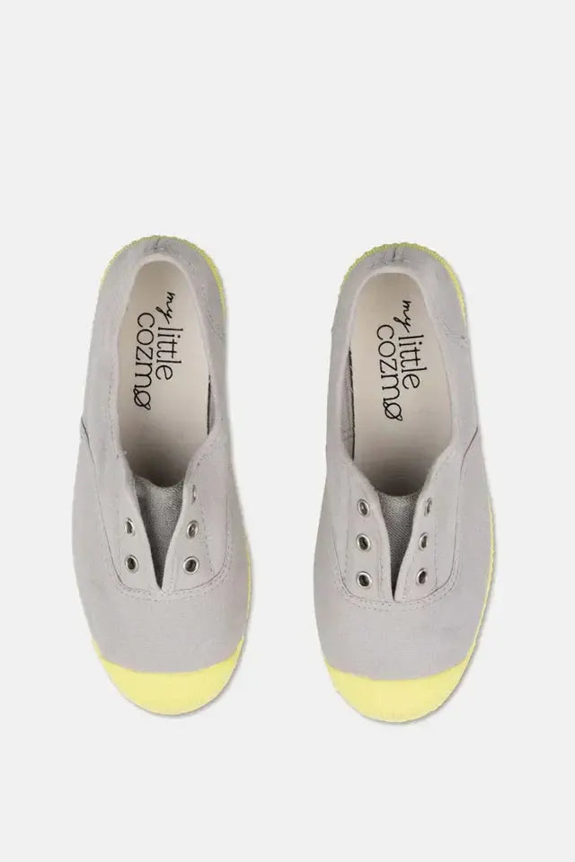 Slip-on vegan shoelace sneakers - Soft grey yellow