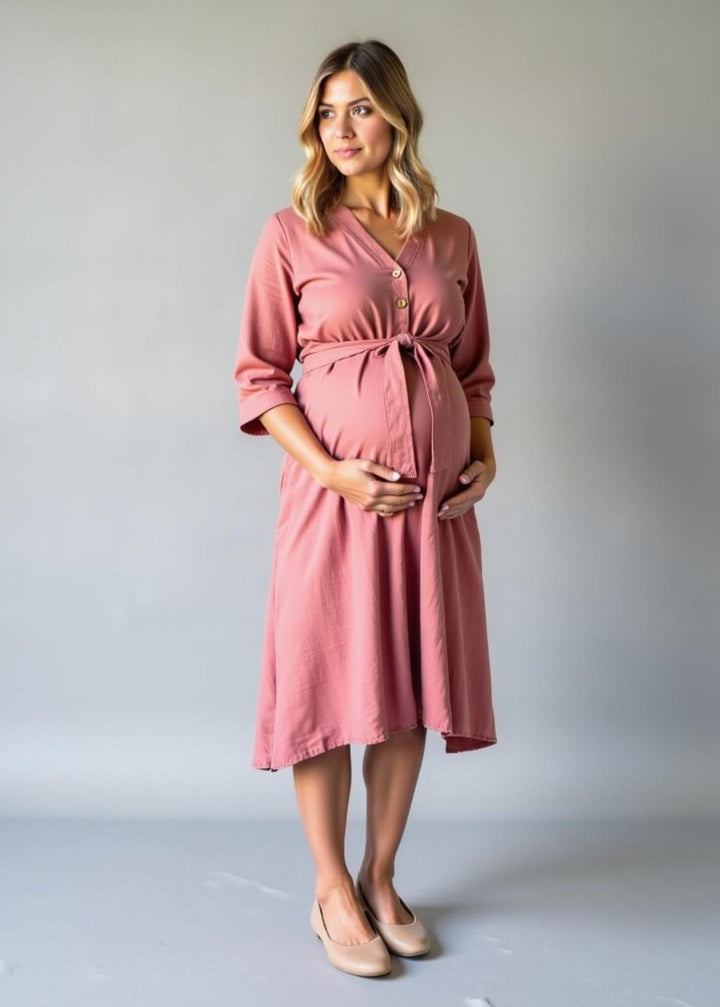 Faye Linen Dress - Soft Pink