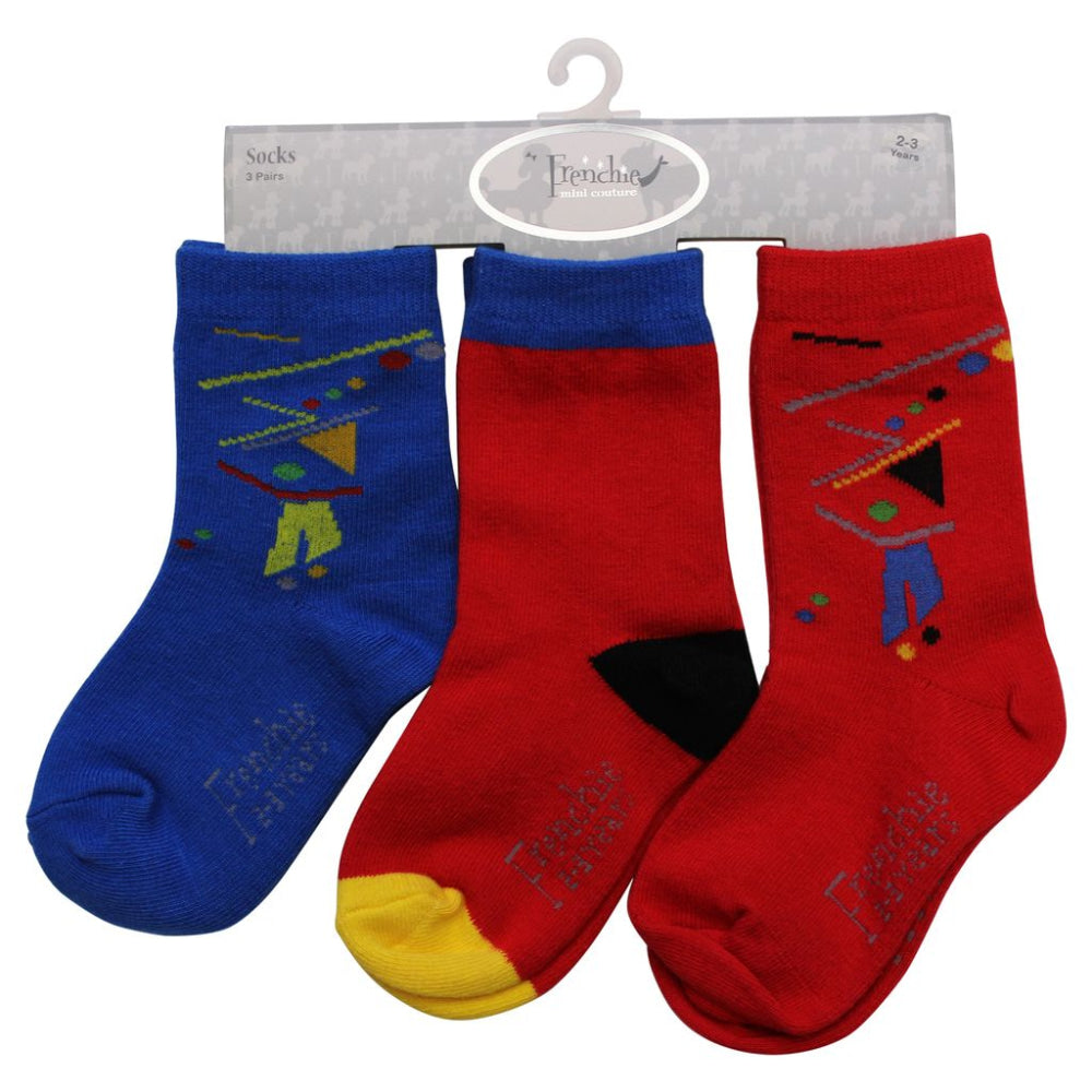 3-Pack Abstract Tall Socks - Red & Blue - Socks