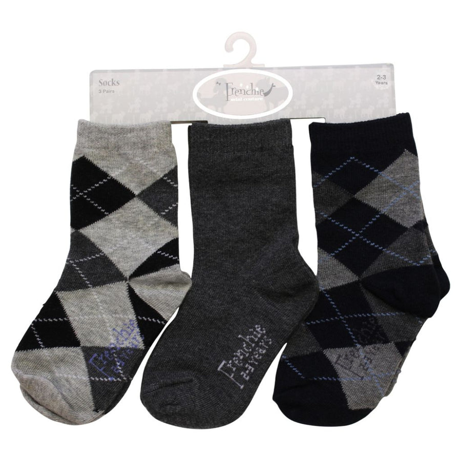 3-Pack Argyle Socks - Black & Gray - 3-6 months - Socks