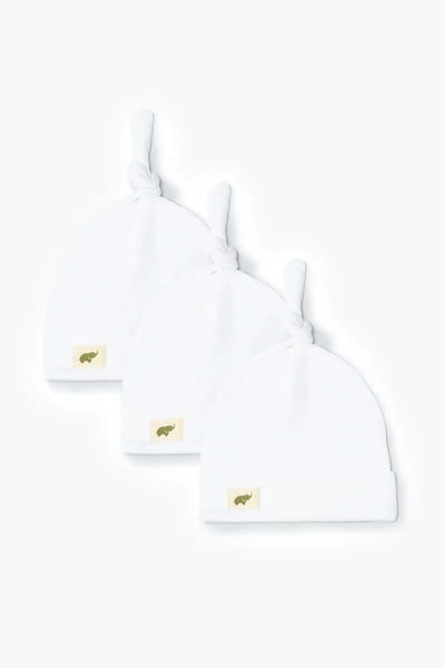 3-Pack Caps - White - 0-6m - Knot Hat