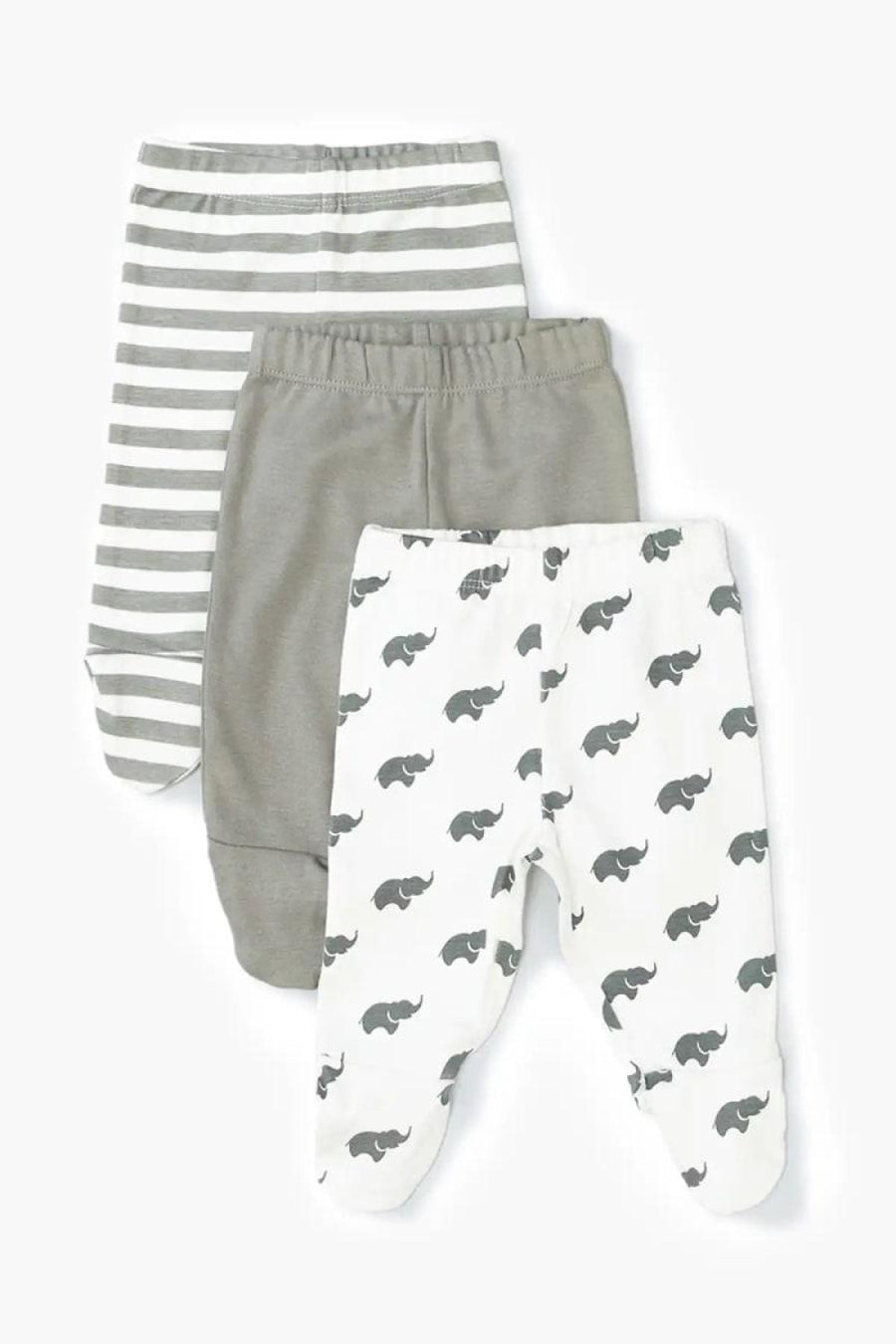 3-Pack Footed Baby Pants - Grey - Footies