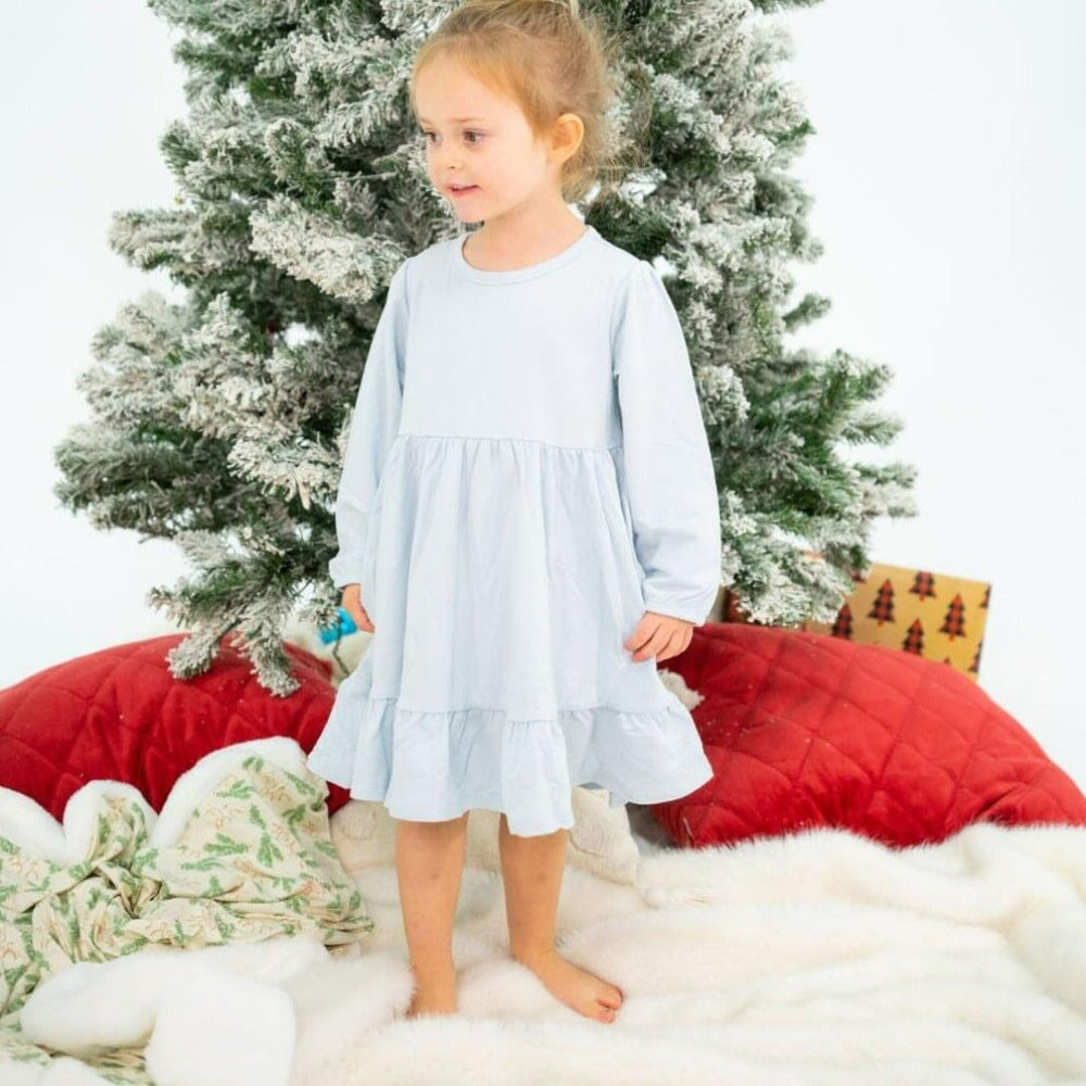 3 Tier Sweater Dress - Bashful Blue - Terry - Dresses