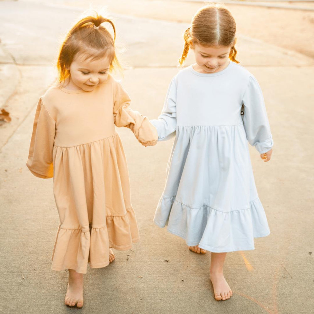 3 Tier Sweater Dress - Bashful Blue - Terry - Dresses
