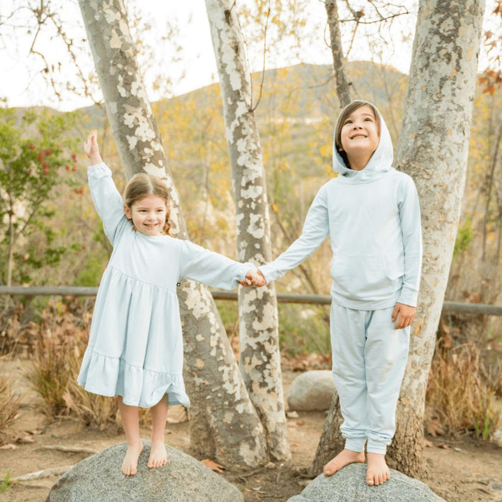 3 Tier Sweater Dress - Bashful Blue - Terry - Dresses