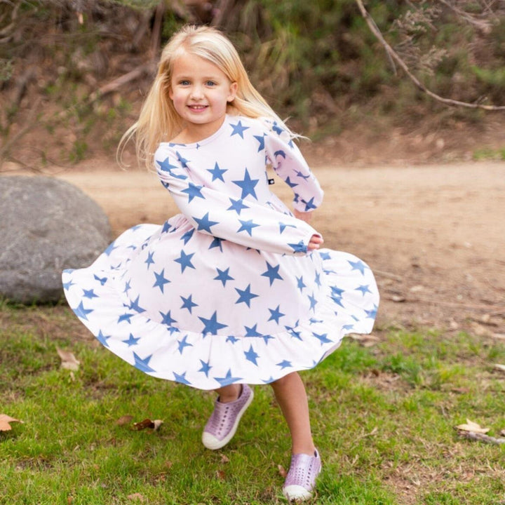 3 Tier Sweater Dress - Navy Stars - Terry - Dresses