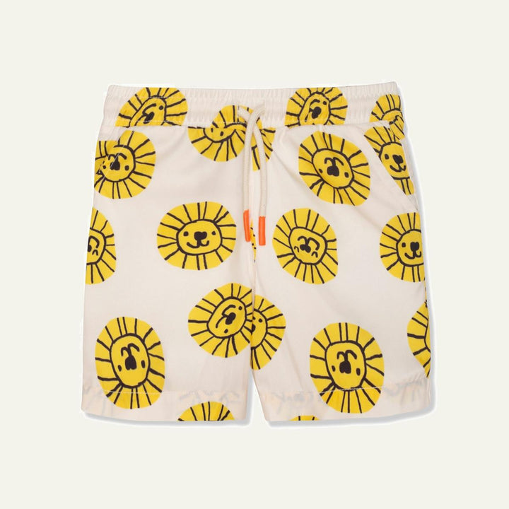 Seaqual Recycled Polyester Lion Baby Swim Trunks - Natural/cyber Yellow