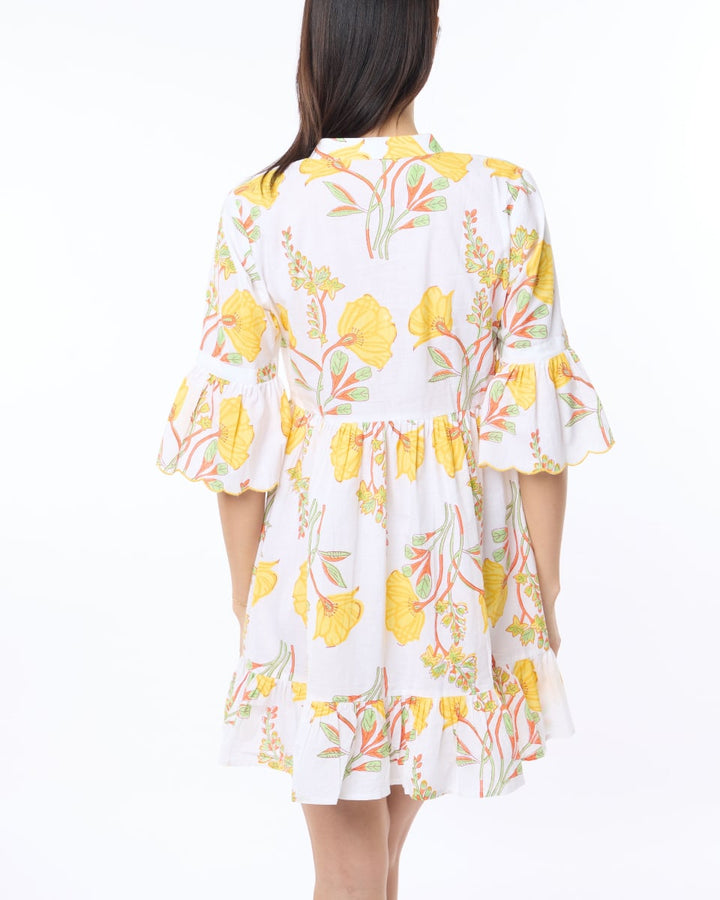Mykonos Dress - Yellow/White