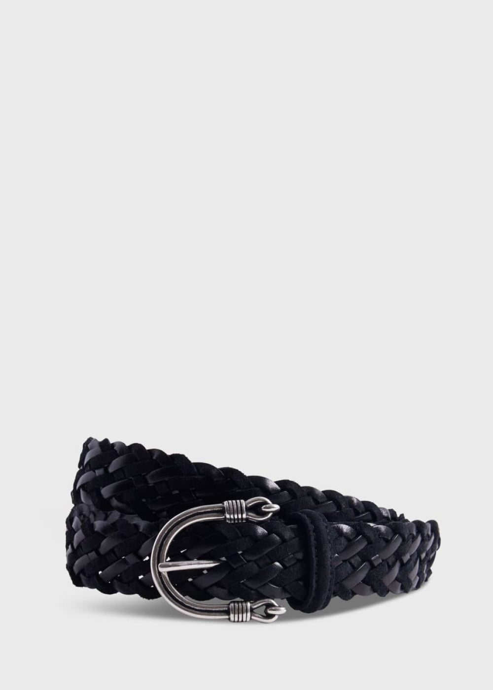 30MM Braided Leather Belt - Black - 40 (Long) - Belt