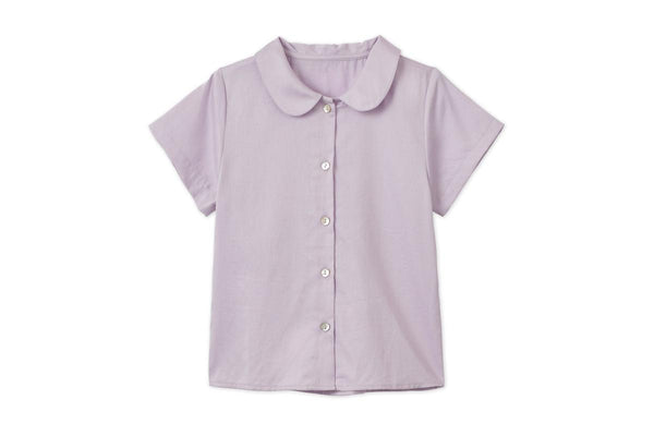 SS Organic Cotton Woven Peter Pan Collared Shirt - Lavender