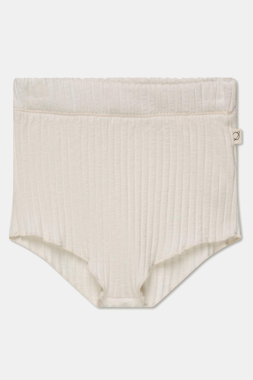 Rib lettuce-edge shorts - Ivory