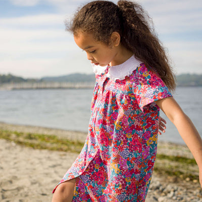 Girls Broderie Collar Fae Dress - Orchid