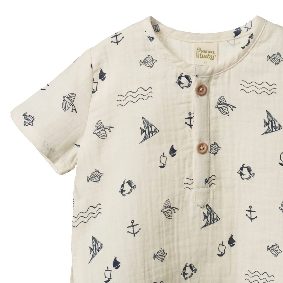Short Sleeve Caravan Shirt - Atlantic Natural Print