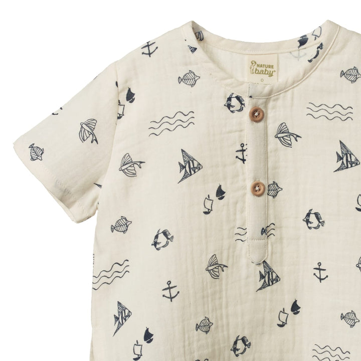 Short Sleeve Caravan Shirt - Atlantic Natural Print