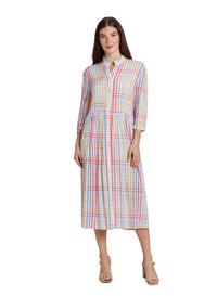 Liza Midi Ruffle Shirt Dress - Multi Gingham