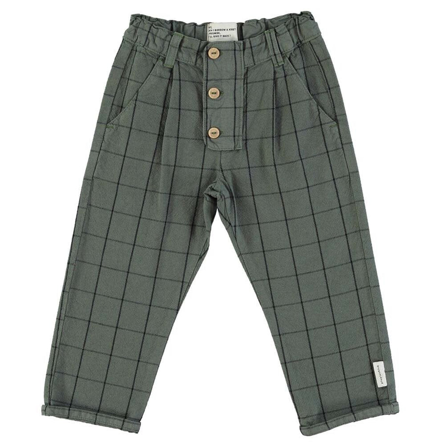 Trouser w/ Buttons - Green Checkered Pants Piupiuchick 