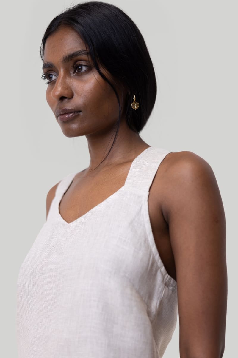 Crossback Tank Top - Linen Check