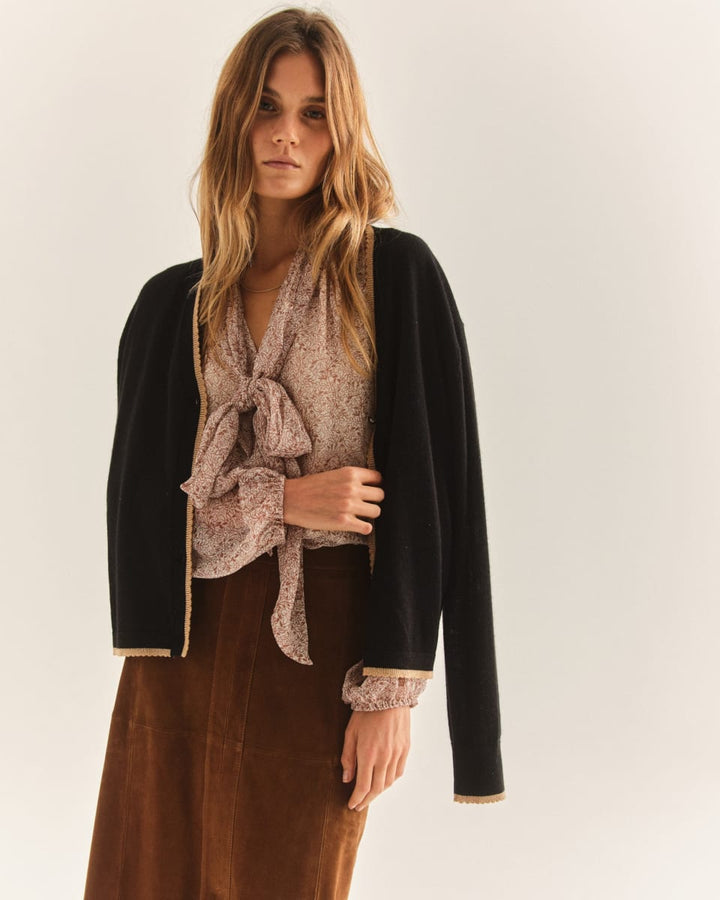 Elissa Cardigan - Noir/Camel