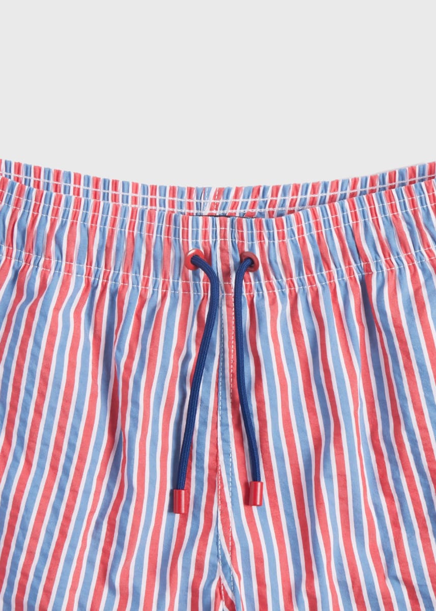 Seersucker Swim Trunk - Red/Blue